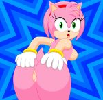  amy_rose ass breasts butt female gloves grab hedgehog kaizochan looking_back nipples nude pussy sega solo sonic_(series) 