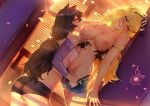  1girl 2_girls big_breasts black_hair blake_belladonna blonde breasts cherry_in_the_sun duplicate fingering licking multiple_girls nipple_licking partially_clothed rwby torn_clothes yang_xiao_long yuri 