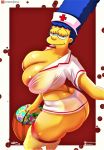  ass huge_breasts marge_simpson nipples see-through stockings the_simpsons thighs thong whoa_look_at_those_magumbos yellow_skin 