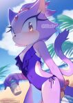  anthro beach blaze_the_cat iiimirai looking_at_viewer one-piece_swimsuit purple_swimsuit sega sonic_the_hedgehog_(series) swimsuit tagme 