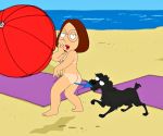  ass beach breasts coppertone dog family_guy meg_griffin nude ocean sand tan_line towel umbrella 