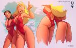  2girls ass beach cameltoe disney lifeguard lifeguard_(lilo_and_stitch) lilo_and_stitch nani_pelekai one-piece_swimsuit queencomplex red_swimsuit tagme young_adult 