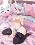  1girl bedroom dum_sticker heart-shaped_pupils purrodie solo_female thick_thighs 