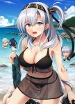  4_girls 4girls ass bathing_suit beach bikini blush breasts enemy_naval_mine_(kantai_collection) female front-tie_bikini hamakaze_(kantai_collection) hatsushimo_(kantai_collection) imminent_rape imminent_sex imminent_tentacle_rape kantai_collection kasumi_(kantai_collection) looking_at_viewer molestation mostly_nude outdoor outside skirt_removed suzutsuki_(kantai_collection) swimsuit tentacles 