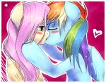  fluttershy friendship_is_magic kissing my_little_pony rainbow_dash yuri 