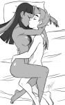  1boy 1girl 2012 aeolus art ass bed breasts couple female friendship_is_magic from_above hetero hug human humanized kissing love lying male monochrome my_little_pony nipples not_furry nude spike toes young 