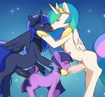  2013 3girls blush crown doxy eiffel_tower_(position) equine fellatio female female_only feral french_kiss friendship_is_magic furry futa_on_female futanari group hair horns horse incest kissing medial_ring multicolored_hair multiple_girls multiple_penises my_little_pony oral oral_sex penetration penis pony princess_celestia princess_luna purple_eyes purple_fur sex size_difference source_request spitroast threesome twilight_sparkle unicorn white_fur winged_unicorn wings 