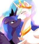  2013 blue_eyes blue_hair closed_eyes crown duo equine eyeshadow female feral french_kiss french_kissing friendship_is_magic furry hair half-closed_eyes horn horse incest kissing lesbian long_hair makeup multicolored_hair my_little_pony necklace nyota82 open_mouth plain_background pony princess_celestia princess_luna purple_fur sibling sisters tongue tongue_out white_background white_fur winged_unicorn wings yuri 