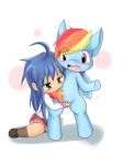  1girl fingering friendship_is_magic goddamnmlp izumi_konata lucky_star my_little_pony rainbow_dash wtf yuri 