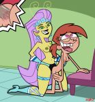  anal green_eyes open_mouth pink_eyes princess_mandie strap-on tagme teeth the_fairly_oddparents tongue vicky_(fop) 