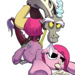all_the_way_through cum cum_in_mouth discord_(mlp) draconequus friendship_is_magic from_behind my_little_pony pinkie_pie