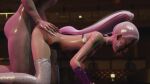  16:9 3d all_fours ariana_grande ass celeb closed_eyes dance_floor doggy_position female_focus hands_on_ass looking_pleasured moaning partially_clothed ponytail singer sweat wet white_hair 