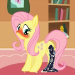  2013 anus blush blushing butt cutie_mark dildo equine female fluttershy fluttershy_(mlp) friendship_is_magic fur hair horse horse_penis_dildo long_hair my_little_pony open_mouth pink_hair pony pussy sex_toy solo yellow_fur 