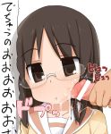  1girl censored cum expressionless glasses ignoring kaisenn minakami_mai nichijou penis penis_on_face school_uniform translated 
