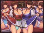  2_girls alluring big_breasts blue_eyes brown_hair cameltoe cleavage dead_or_alive full_cleavage hitomi hitomi_(doa) ibanen lei_fang skirt_lift tecmo waitress 