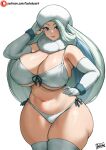  1girl 2022 batako big_breasts bikini blonde_hair blue_eyes breasts clothed_female curvy female_focus female_only hand_on_hip hat high_res hips huge_breasts insanely_hot light-skinned_female light_skin long_hair looking_at_viewer massive_breasts mature mature_female melony_(pokemon) milf nintendo patreon patreon_paid patreon_reward pokemon pokemon_ss seductive sexy sexy_body sexy_breasts sexy_hips sexy_pose smile solo_female solo_focus tagme thick_thighs thighs video_game_character video_game_franchise video_game_milf voluptuous white_bikini wide_hips 