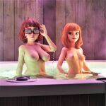  breasts daphne_blake erect_nipples glasses hot_tub scooby-doo velma_dinkley 