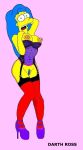  darth_ross edit hair_down high_heels marge_simpson pink_background suspenders the_simpsons yellow_skin 