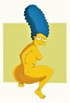 ass blue_hair breasts erect_nipples marge_simpson nude the_simpsons thighs yellow_skin
