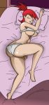 areola areola_slip areolae areolae_slip ass bed bedroom big_breasts blanket breasts closed_eyes eyelashes foster&#039;s_home_for_imaginary_friends frankie_foster invadergz jojocoso pillow red_hair shiny shiny_skin sleeping