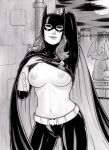  barbara_gordon batgirl batman_(series) breasts cameltoe dc dc_comics erect_nipples huge_breasts monochrome nipples rplatt 