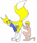 anal_insertion digimon female_renamon furry jamessawtelle renamon white_background yellow_fur