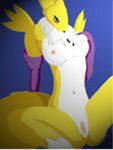 1_anthro 1_female 1_female_anthro 1girl 3_fingers anthro anthro_canine anthro_fox anthro_vixen arm_warmers canine detached_sleeves digimon female female_anthro female_anthro_fox female_renamon fox fur furry hand_on_breast lowres navel nipple nude pussy renamon sitting solo spread_legs toei_animation vixen white_fur yellow_fur yin_yang