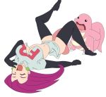  ahegao boots breasts cleavage happy jessie legs lickitung lickytung musashi musashi_(pokemon) pokemon pussylicking skirt smile tongue very_long_tongue 