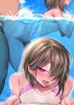  2boys anal anal_sex ass ass_up bent_over brown_hair faceless_male fat_man femboy girly heart-shaped_pupils little_penis original public_sex ru~ku size_difference small_breasts swimsuit tagme tongue_out trap underwater underwater_sex yaoi yaoi 