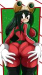  1girl asui_tsuyu big_ass christmas female_only frog_girl green_hair high_res large_ass my_hero_academia pantylines solo_female sonson-sensei tongue_out tsuyu_asui wide_hips 