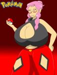 big_breasts breasts elite_four glasses huge_breasts igphhangout malva malva_(pokemon) pachira_(pokemon) pink_eyes pink_hair pokemon pokemon_xy