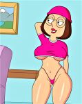  big_breasts erect_nipples_under_clothes family_guy glasses hat idrisstheartist meg_griffin thighs thong 