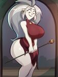  big_breasts dat_ass disney eda_clawthorne emmabrave gigantic_ass pointy_ears smirk the_owl_house white_hair yellow_eyes 