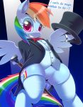  2013 blush bow_tie cloth clothing cute cutie_mark equine female friendship_is_magic furry hair horse looking_at_viewer magician multicolored_hair my_little_pony oze pegasus pony purple_eyes rainbow_dash rainbow_hair ring solo stockings wings 