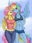  2girls equine female fluttershy friendship_is_magic horse mantathemisukitty misukitty multiple_girls my_little_pony pony rainbow_dash 