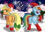  applejack ass christmas cute friendship_is_magic looking_back my_little_pony rainbow_dash ziemniax 