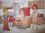  angry ann_possible blue_eyes breasts cover_up disney embarrassing freckles funny green_eyes gun kim_possible kimberly_ann_possible kitchen long_hair looking_back looking_down milf nipples nude orange_hair pubic_hair pussy ray_gun ron_stoppable short_hair smile surprise weapon 