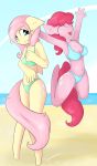  2girls anthro beach bikini cute fluttershy friendship_is_magic my_little_pony pinkie_pie tesslashy 