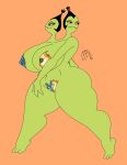  2_girls alien alien_girl artist_signature big_ass big_ass big_breasts commission covered_nipples covered_pussy fiosa_(kid_cosmic) frostbiteboi green_skin kid_cosmic_(series) nude nude nude_female patreon_reward two_heads walking wide_hips 