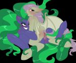  bat_pony black_background blush equine fangs female flutterbat fluttershy friendship_is_magic horse imminent_sex lesbian mane-iac my_little_pony smile tentacles vampire wings yuri 