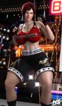 1girl 3d 3d_(artwork) abs alluring areola athletic_female big_breasts boots dead_or_alive female_abs female_only fighting_ring fit fit_female gloves hagiwara_studio looking_away mila mila_(doa) mma_gloves pussy red_hair short_hair shorts solo_female sports_bra tecmo thighs wrestling_ring xwf