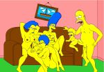  bart_simpson couch family homer_simpson incest kongen lisa_simpson marge_simpson patty_bouvier selma_bouvier the_simpsons yellow_skin 