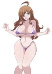  1girl ass bikini blush breasts brown_hair curvy embarrassed female_only huge_ass huge_breasts long_hair sexy thick_thighs thighs voluptuous 
