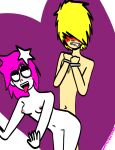 1girl1boy artist_self-insert benatar blush completely_nude drooling self_upload sticking_out_tongue your_favorite_martian