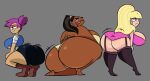 3_girls annoyed bbw big_ass big_breasts blonde_female blonde_hair booty_shorts crossover dark_skin dress enid_mettle fat_ass gravity_falls leshawna_(tdi) looking_at_viewer looking_back ok_k.o.!_let&#039;s_be_heroes overweight pacifica_northwest pixelzsinful smiling_at_viewer total_drama_island twerking