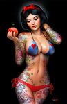  apple black_hair closed_eyes nathan_szerdy pinup sexy snow_white snow_white_and_the_seven_dwarfs tattoo tattooed_arm tattooed_girl tattoos 