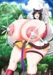 ahri ahri_(league_of_legends) black_hair escapefromexpansion fox_ears fox_girl fox_tail fucked_silly gigantic_ass gigantic_breasts hourglass_figure lactation league_of_legends yellow_eyes