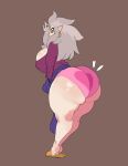  1girl argohazak big_ass big_breasts dat_ass disney eda_clawthorne elf_ears female_focus gilf grey_hair heart_print huge_ass mature_female milf monster_girl old_woman pale-skinned_female pink_panties smooth_skin the_owl_house thick_thighs wide_hips witch 