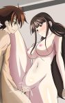 1boy 1girl areolae breasts brown_hair censored collarbone cum cum_in_pussy female happy happy_sex high_school_dxd hips huge_breasts hyoudou_issei hyoudou_miki incest large_breasts legs long_hair midriff milf mother_and_son navel nipples nude sex shiny shiny_skin smile standing_congress standing_sex tongsheng vaginal wide_hips