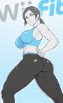  ass big_ass big_breasts breasts female looking_at_viewer looking_back nintendo nisetanaka solo wii_fit wii_fit_trainer 